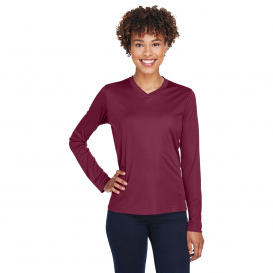 Team 365 TT11WL Ladies Zone Performance Long Sleeve T-Shirt -Sport Maroon