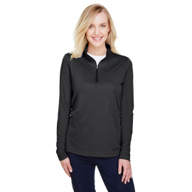 Team 365 TT31HW Ladies Zone Sonic Heather Performance Quarter-Zip - Black Heather