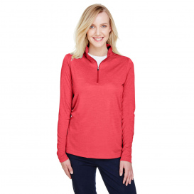 Team 365 TT31HW Ladies Zone Sonic Heather Performance Quarter-Zip - Sport Red Heather