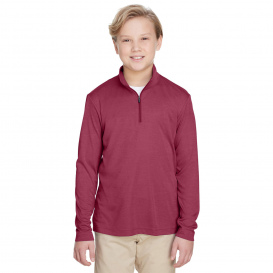 Team 365 TT31HY Youth Zone Sonic Heather Performance Quarter-Zip - Sport Maroon Heather