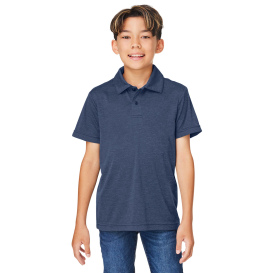 Team 365 TT51HY Youth Zone Sonic Heather Performance Polo - Dark Navy Heather