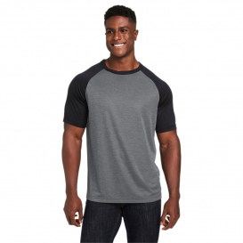 Team 365 TT62 Unisex Zone Colorblock Raglan T-Shirt - Dark Grey Heather/Black