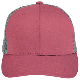 Team 365 TT802Y Youth Zone Sonic Heather Trucker Cap by Yupoong - Sport Maroon Heather/Sport Gray