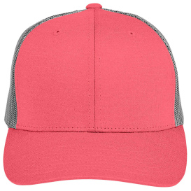 Team 365 TT802Y Youth Zone Sonic Heather Trucker Cap by Yupoong - Sport Red Heather/Sport Gray