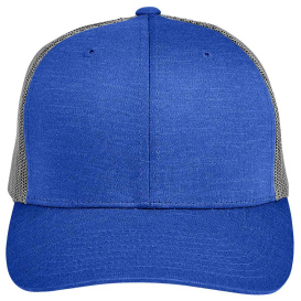 Team 365 TT802Y Youth Zone Sonic Heather Trucker Cap by Yupoong - Sport Royal Heather/Sport Gray