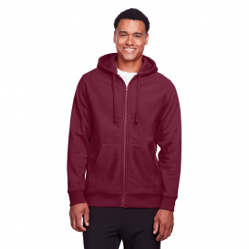 Team 365 TT95 Men\'s Zone HydroSport Heavyweight Full-Zip Hooded Sweatshirt - Dark Maroon