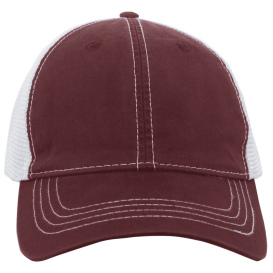 Pacific Headwear V67 Vintage Trucker Snapback Cap - Maroon/White