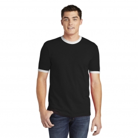 American Apparel 2410W Fine Jersey Ringer T-Shirt - Black/White