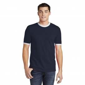 American Apparel 2410W Fine Jersey Ringer T-Shirt - Navy/White