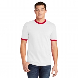 American Apparel 2410W Fine Jersey Ringer T-Shirt - White/Red