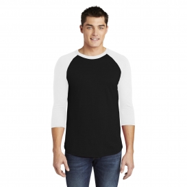 American Apparel BB453W Poly-Cotton 3/4-Sleeve Raglan T-Shirt - Black/White