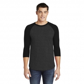 American Apparel BB453W Poly-Cotton 3/4-Sleeve Raglan T-Shirt - Heather Black/Black