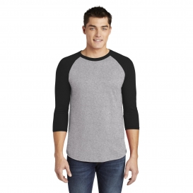 American Apparel BB453W Poly-Cotton 3/4-Sleeve Raglan T-Shirt - Heather Grey/Black