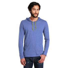 Anvil 987 100% Combed Ring Spun Cotton Long Sleeve Hooded T-Shirt - Heather Blue/Neon Yellow