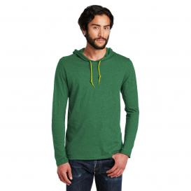 Anvil 987 100% Combed Ring Spun Cotton Long Sleeve Hooded T-Shirt - Heather Green/Neon Yellow