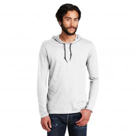 Anvil 987 100% Combed Ring Spun Cotton Long Sleeve Hooded T-Shirt - White/Dark Grey