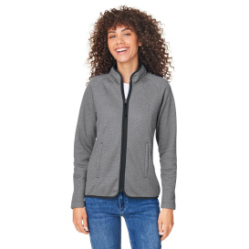 Core 365 CE72W Ladies Venture Heathered Stripe Full-Zip - Black/White