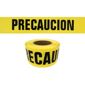 PRECAUCION - Yellow Barricade Tape 3 in x 1000 ft Roll-2 Mil