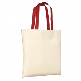 Port Authority B150 Budget Tote - Natural/Red