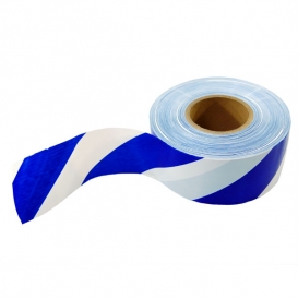 Barricade Tape White with Blue Stripes - 3 Mil Thick - 3 inches x 1000 ft. roll