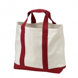 Port & Company B400 2-Tone Shopping Tote - Natural/Red