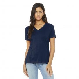 Bella + Canvas BC6405 Women\'s Relaxed Jersey Short Sleeve V-Neck Tee - Navy