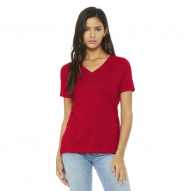 Bella + Canvas BC6405 Women\'s Relaxed Jersey Short Sleeve V-Neck Tee - Red