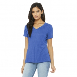 Bella + Canvas BC6405 Women\'s Relaxed Jersey Short Sleeve V-Neck Tee - True Royal Triblend