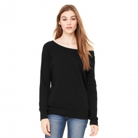 Bella + Canvas BC7501 Women\'s Sponge Fleece Wide-Neck Sweatshirt - Black
