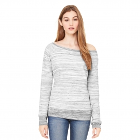 Bella + Canvas BC7501 Women\'s Sponge Fleece Wide-Neck Sweatshirt - Light Grey Marble Fleece