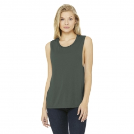 Bella + Canvas BC8803 Women\'s Flowy Scoop Muscle Tank - Military Green