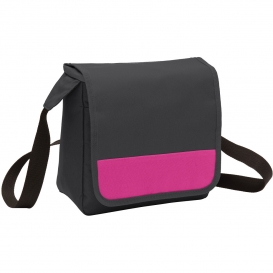 Port Authority BG753 Lunch Cooler Messenger - Dark Charcoal/Tropical Pink