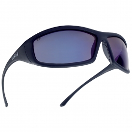Bolle 40064 Solis Safety Glasses - Black Temples - Blue Mirror Lens