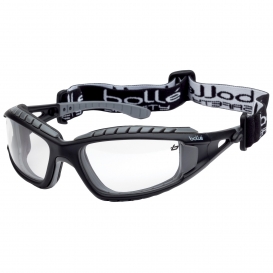 Bolle 40085 Tracker Safety Glasses/Goggles - Black/Grey Temples - Clear Anti-Fog Lens
