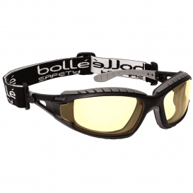 Bolle 40087 Tracker Safety Glasses/Goggles - Black/Grey Temples - Yellow Anti-Fog Lens