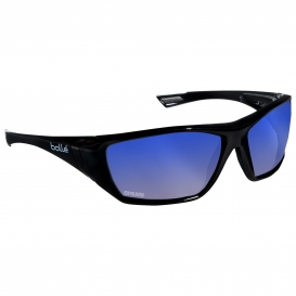 Bolle 40151 Hustler Safety Glasses - Black Temples - Blue Polarized Mirror Lens
