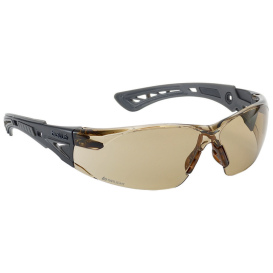 Bolle 40225 Rush+ Safety Glasses - Black/Grey Temples - Bronze Platinum Anti-Fog Lens