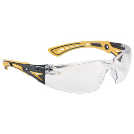 Bolle 40243 Rush+ Safety Glasses - Yellow/Black Temples - Clear Platinum Anti-Fog Lens