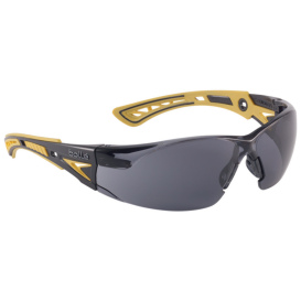 Bolle 40244 Rush+ Safety Glasses - Yellow/Black Temples - Smoke Platinum Anti-Fog Lens