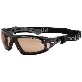 Bolle 40258 Rush+ Safety Glasses with Strap - Black/Grey Temples - Twilight Platinum Anti-Fog Lens