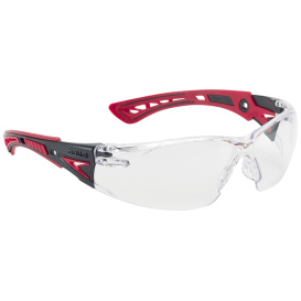 Bolle 41080 Rush+ Safety Glasses - Red/Black Temples - Clear Platinum Anti-Fog Lens
