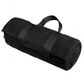 Port Authority BP20 Fleece Blanket with Carrying Strap - Black