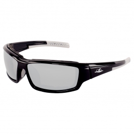 Bullhead BH145712 Maki Safety Glasses - Black Frame - Silver Polarized Mirror Lens