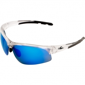 Bullhead BH1612 Wahoo Safety Glasses - Clear Frame - Blue Mirror Lens