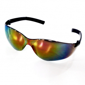 Bullhead BH5410 Pavon Safety Glasses - Black Temples - Rainbow Mirror Lens