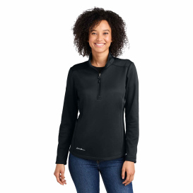 Eddie Bauer EB2370 Ladies Smooth Mid Layer Fleece 1/2-Zip - Black