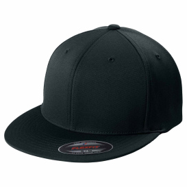 Sport-Tek STC56 Flexfit Flat Bill Cap - Black