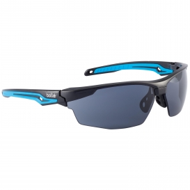 Bolle 40302 Tryon Safety Glasses - Black/Blue Frame - Smoke Platinum Anti-Fog Lens