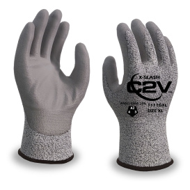 C2V X-Slash 1111G Seamless Knit 13-Gauge HPPE Gloves - Polyurethane Coated - Salt & Pepper