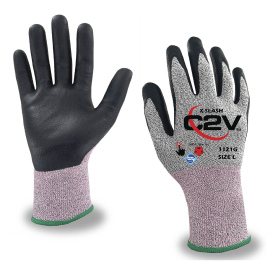 C2V X-Slash 1121G Cut Level A6 Engineered HPPE Gloves - Nitrile Coated - Gray